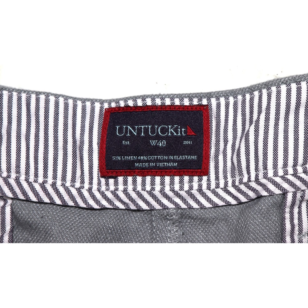 UNTUCKIT Men's Grey Linen Cotton Elastane Blend Chino‎ Shorts 40 - Picture 6 of 6